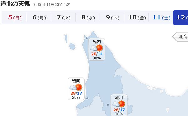 北海道の天気